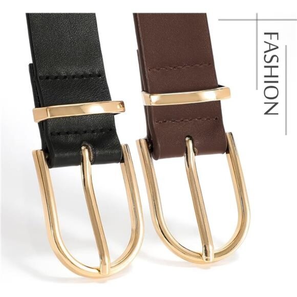 3 Pack Women's Belts for Jeans Pants Fashion Gold Buckle Ladies Dress - Picture 2 of 5